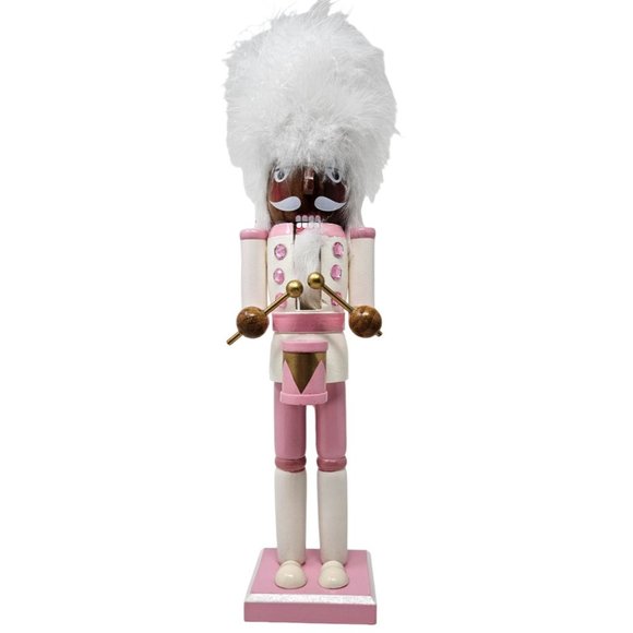 15" Ethnic Pink Soldier Drummer Nutcracker, Christmas Decor - Picture 1 of 4